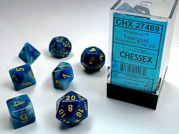 Chessex: Phantom - Teal/Gold - Polyhedral 7-Die Set (CHX27489)