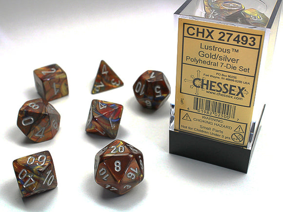 Chessex: Lustrous - Gold/Silver - Polyhedral 7-Die Set (CHX27493)