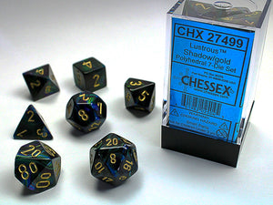Chessex: Lustrous - Shadow/Gold - Polyhedral 7-Die Set (CHX27499)