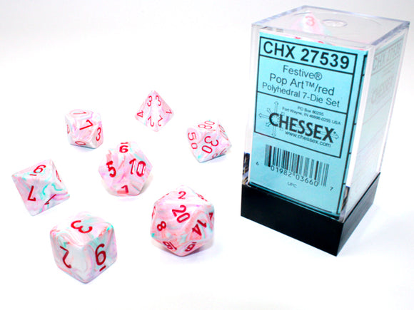 Chessex: Festive - Pop Art/Red - Polyhedral 7-Die Set (CHX27539)