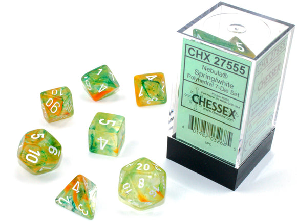 Chessex: Nebula - Spring/White Luminary - Polyhedral 7-Die Set (CHX27555)