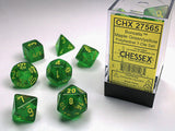 Chessex: Borealis - Maple Green/Yellow - Polyhedral 7-Die Set (CHX27565)