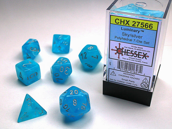 Chessex: Luminary - Sky/Silver - Polyhedral 7-Die Set (CHX27566)