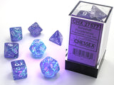 Chessex: Borealis - Purple/White Luminary - Polyhedral 7-Die Set (CHX27577)