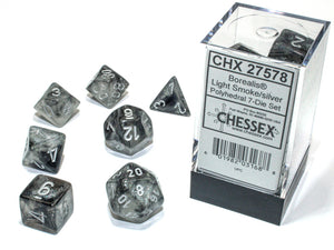 Chessex: Borealis - Light Smoke/Silver Luminary - Polyhedral 7-Die Set (CHX27578)
