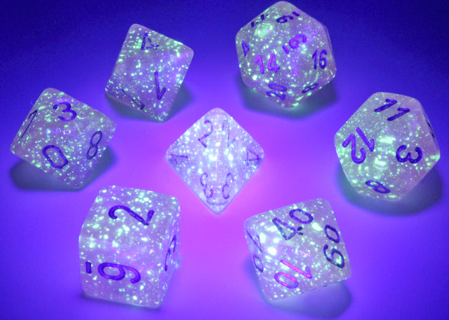 Chessex: Borealis - Pink/Silver Luminary - Polyhedral 7-Die Set