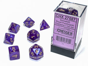 Chessex: Borealis - Royal Purple/Gold Luminary - Polyhedral 7-Die Set (CHX27587)