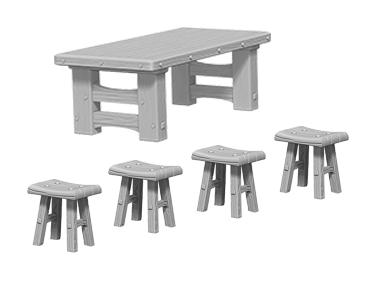WizKids Deep Cuts: Wooden Table & Stools (72593)