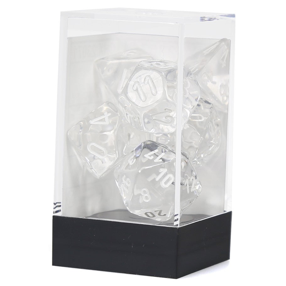Chessex: Translucent - Clear/White - Polyhedral 7-Die Set