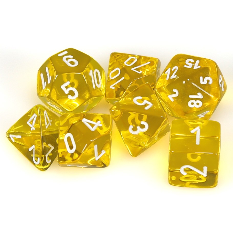 Chessex: Translucent - Yellow/White - Polyhedral 7-Die Set