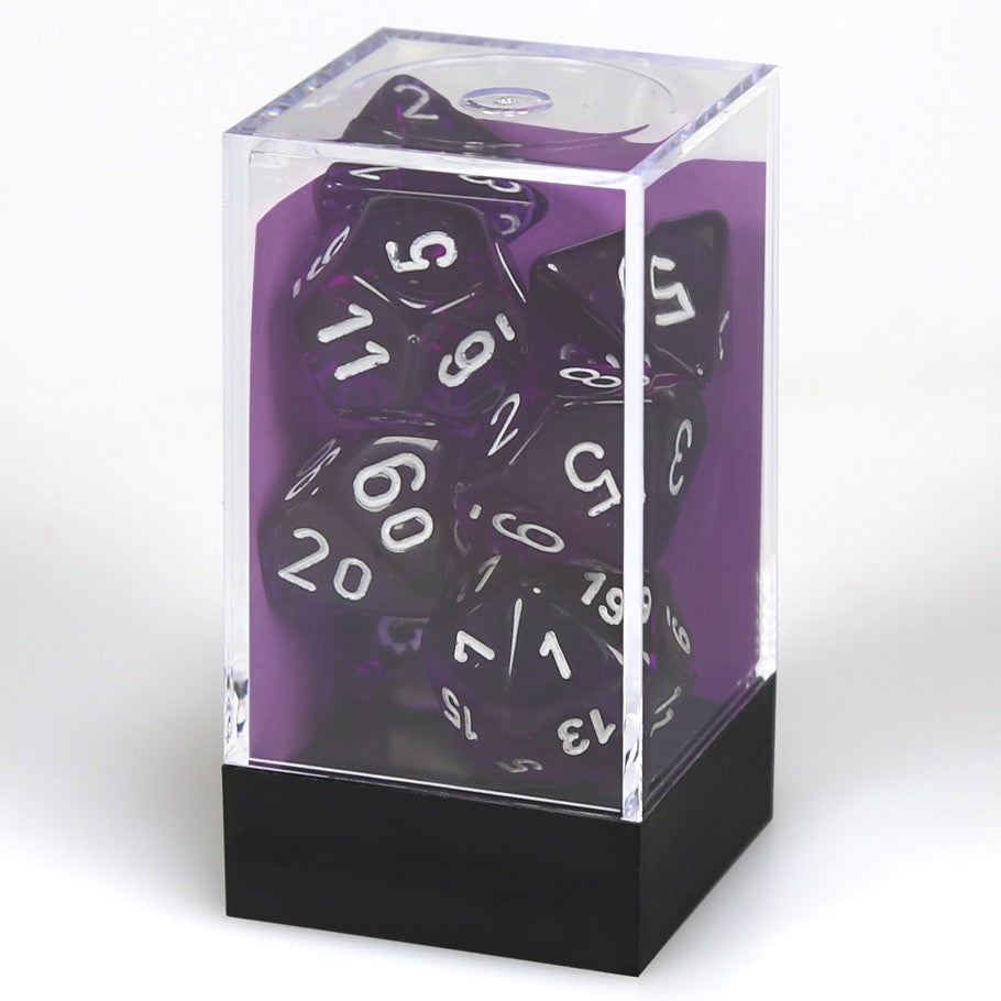 Chessex: Translucent - Purple/White - Polyhedral 7-Die Set