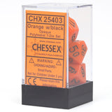 Chessex: Opaque - Orange/Black - Polyhedral 7-Die Set (CHX25403)