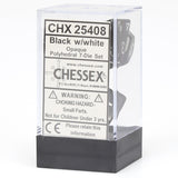 Chessex: Opaque - Black/White - Polyhedral 7-Die Set (CHX25408)