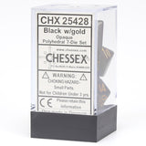 Chessex: Opaque - Black/Gold - Polyhedral 7-Die Set (CHX25428)