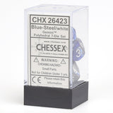 Chessex: Gemini Blue-Steel/White Polyhedral 7-Die Set (CHX26423)