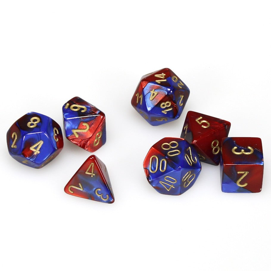 Chessex: Gemini Blue-Red/Gold Polyhedral 7-Die Set (CHX26429