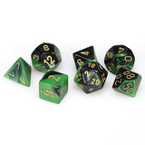 Chessex: Gemini Black-Green/Gold Polyhedral 7-Die Set (CHX26439)