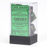 Chessex: Gemini Black-Green/Gold Polyhedral 7-Die Set (CHX26439)