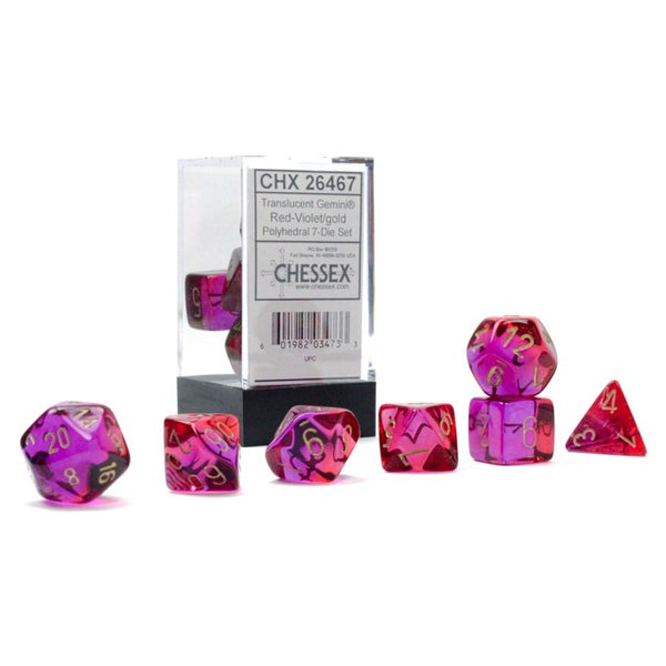 Chessex: Gemini Translucent Red-Violet/Gold Poly. 7-Die Set