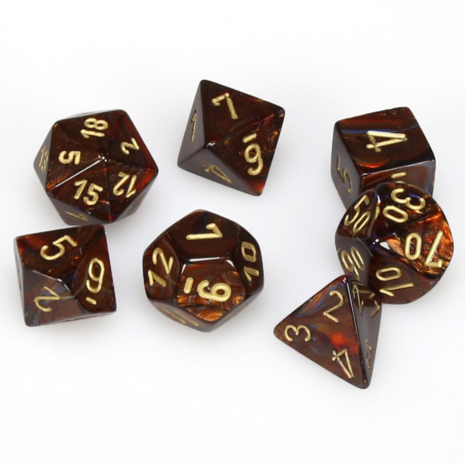 Chessex: Scarab - Blue Blood/Gold - Polyhedral 7-Die Set (CHX27419
