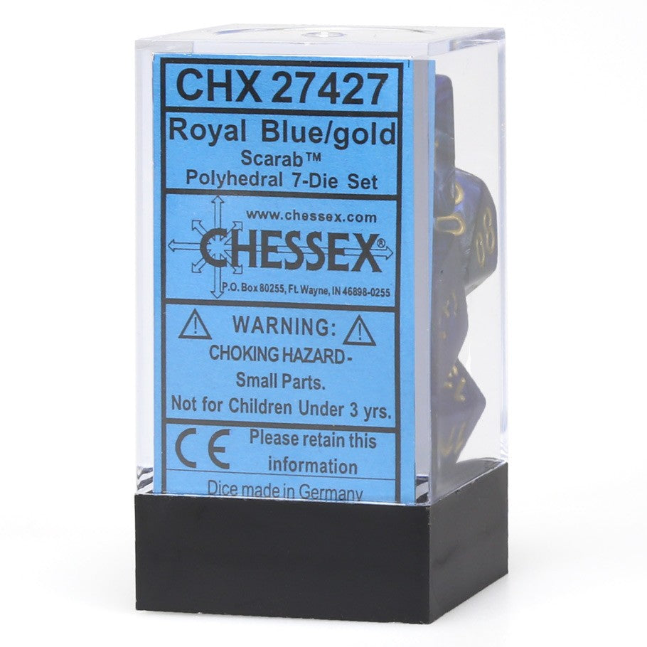 Chessex: Scarab - Royal Blue/Gold - Polyhedral 7-Die Set (CHX27427