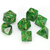 Chessex: Vortex - Green/Gold - Polyhedral 7-Die Set (CHX27435)