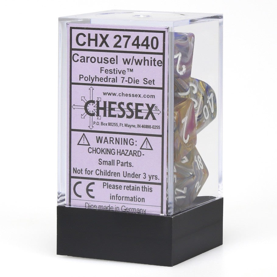 Chessex: Festive - Carousel/White - Polyhedral 7-Die Set (CHX27440