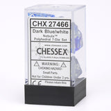 Chessex: Nebula - Dark Blue/White - Polyhedral 7-Die Set (CHX27466)