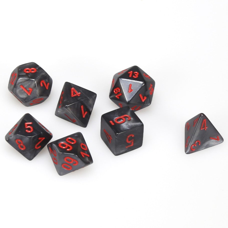 Chessex: Velvet - Black/Red - Polyhedral 7-Die Set (CHX27478