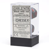 Chessex: Velvet - Black/Red - Polyhedral 7-Die Set (CHX27478)