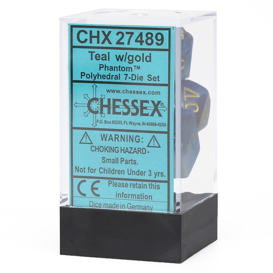 Chessex: Phantom - Teal/Gold - Polyhedral 7-Die Set (CHX27489