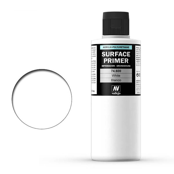 VAL74600 Vallejo Surface Primer - White 200ml #74600