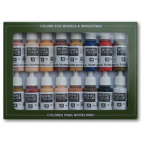 Vallejo Paint 17ml Bottle Basic USA Model Color Paint Set (16 Colors)