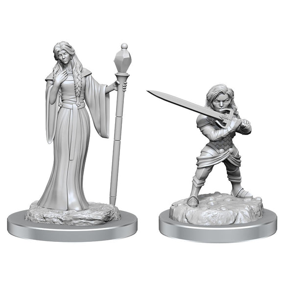 Critical Role Unpainted Miniatures: Human Wizard Female & Halfling Holy Warrior Female (90550)